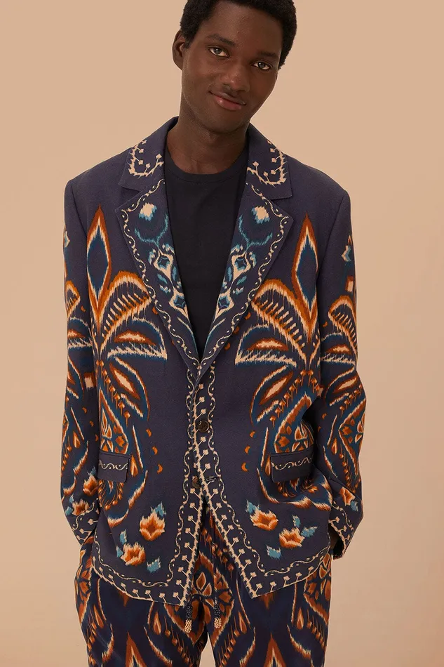 Blue Pineapple Ikat Blazer Women Farm Rio Blazers