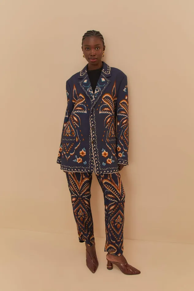 Blue Pineapple Ikat Blazer Women Farm Rio Blazers