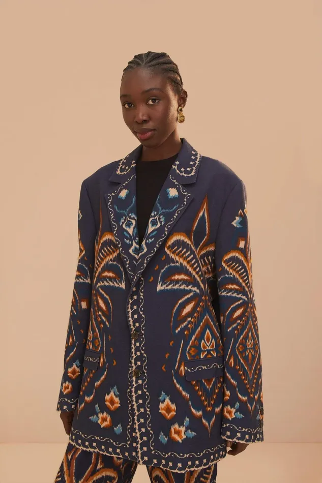 Blue Pineapple Ikat Blazer Women Farm Rio Blazers