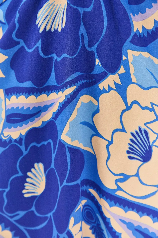 Blue Tropical Groove Lenzing Ecovero Viscose Midi Dress Women Farm Rio Midi Dresses