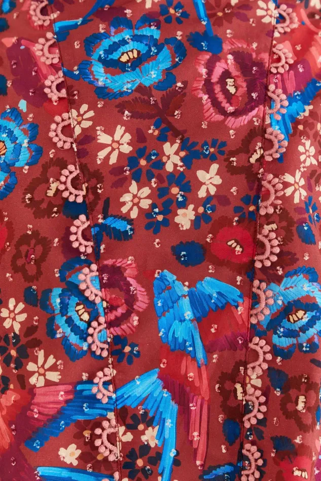Blush Floral Birds Sleeveless Blouse Women Farm Rio Blouses