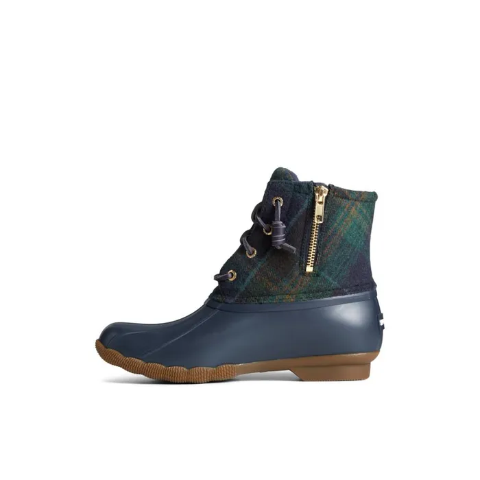 Boots Women Sperry Saltwater Plaid Duck Boot Blue