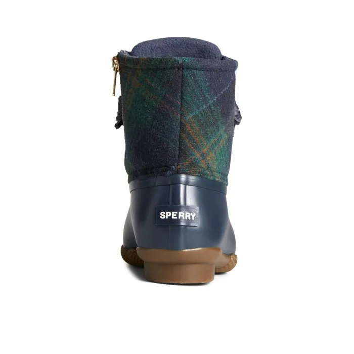 Boots Women Sperry Saltwater Plaid Duck Boot Blue