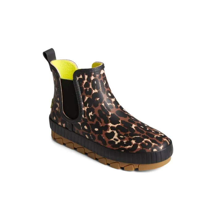 Boots Women Sperry Torrent Leopard Chelsea Waterproof Rain Boot Black