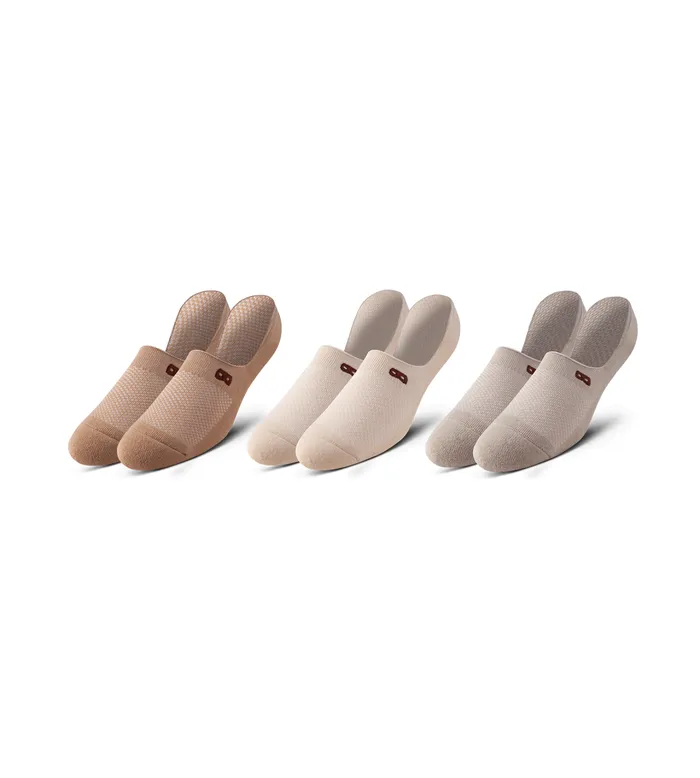 Bowo Cushion No Show Taupe Socks 3 Pack Men Pair Of Thieves No Show