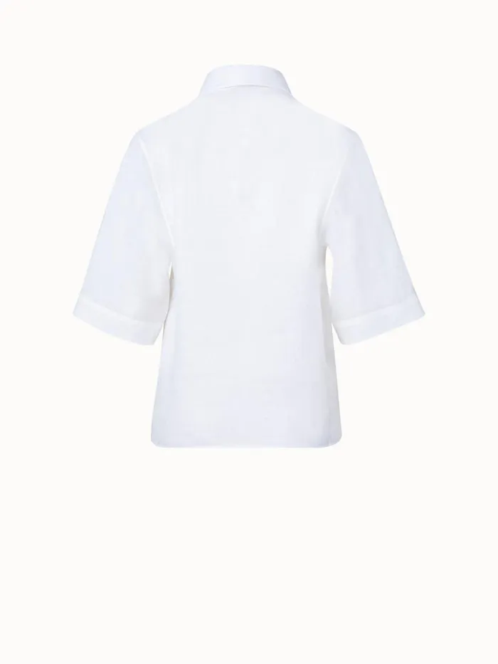 Boxy Linen Voile Blouse White Women Akris Blouses