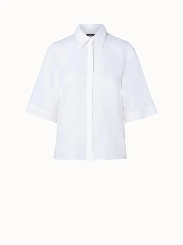 Boxy Linen Voile Blouse White Women Akris Blouses