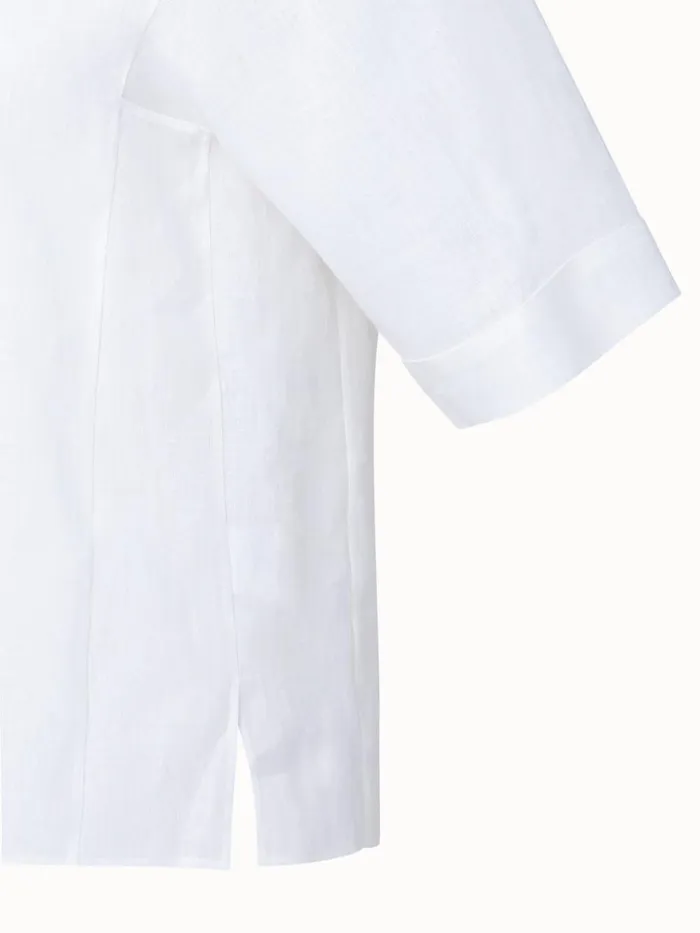 Boxy Linen Voile Blouse White Women Akris Blouses
