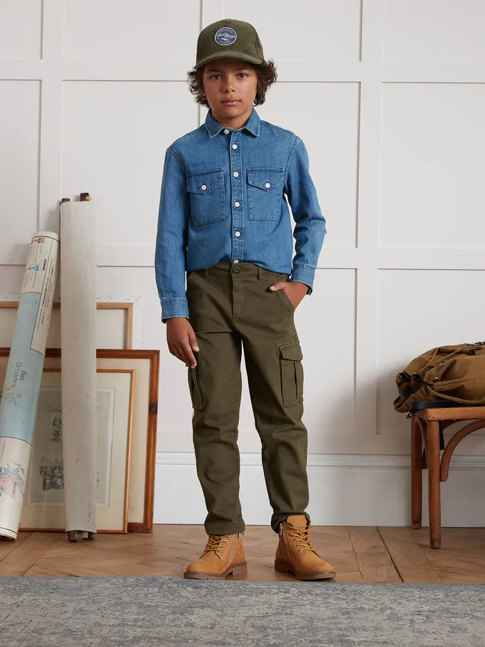 Boys Cyrillus Clothing Cargo Trousers Kaki