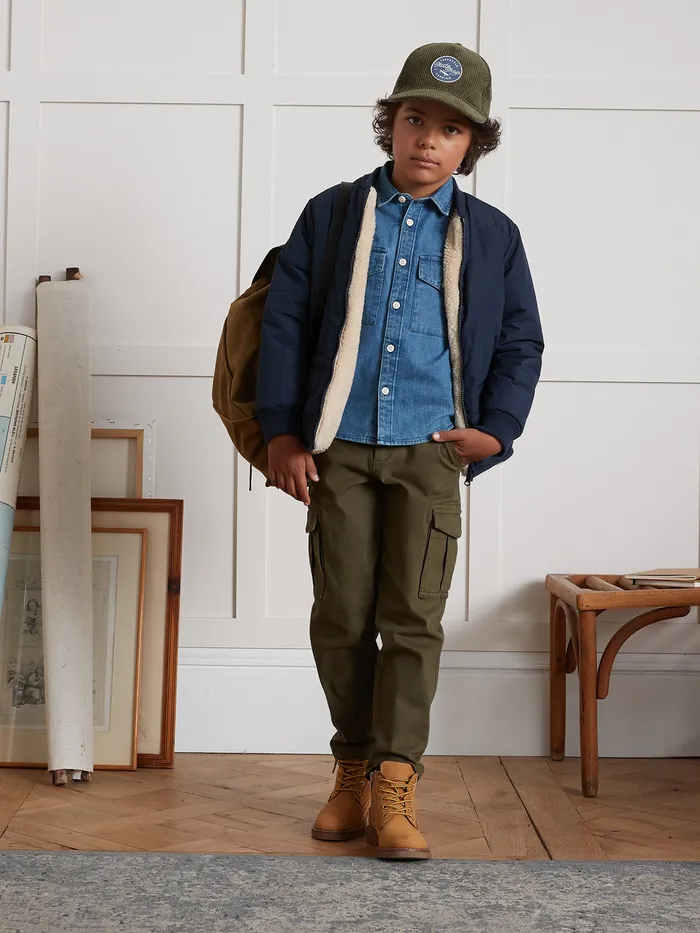 Boys Cyrillus Clothing Cargo Trousers Kaki
