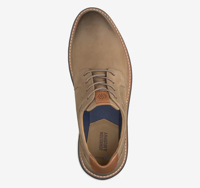 Braydon Plain Toe Dark Taupe Oiled Nubuck LaceUps Johnston and Murphy Men