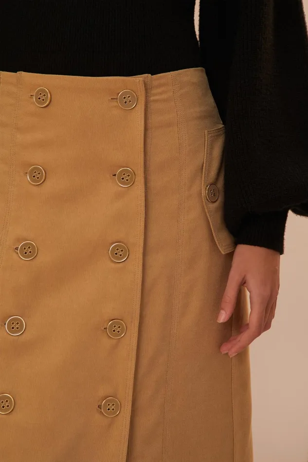 Brown Yoked Midi Skirt Women Farm Rio Skirts
