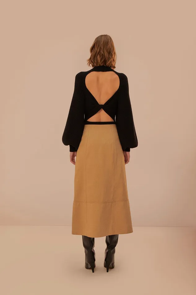 Brown Yoked Midi Skirt Women Farm Rio Skirts