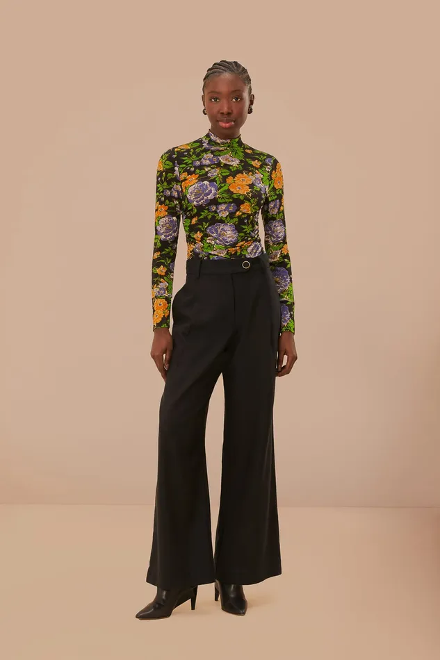 Capri Floral Black Jersey Blouse Women Farm Rio Blouses