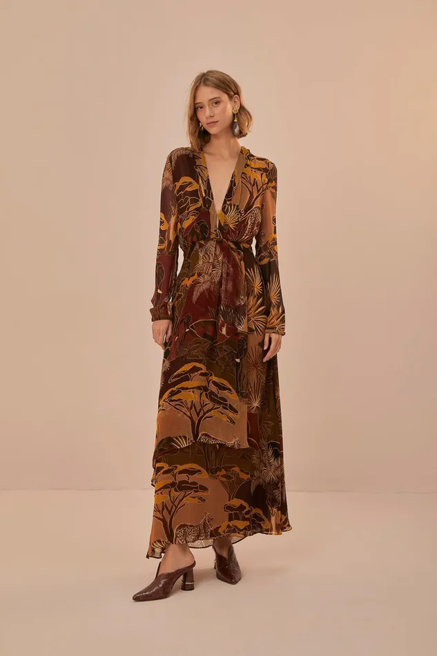 Caramel Savana Dream Maxi Dress Women Farm Rio Maxi Dresses