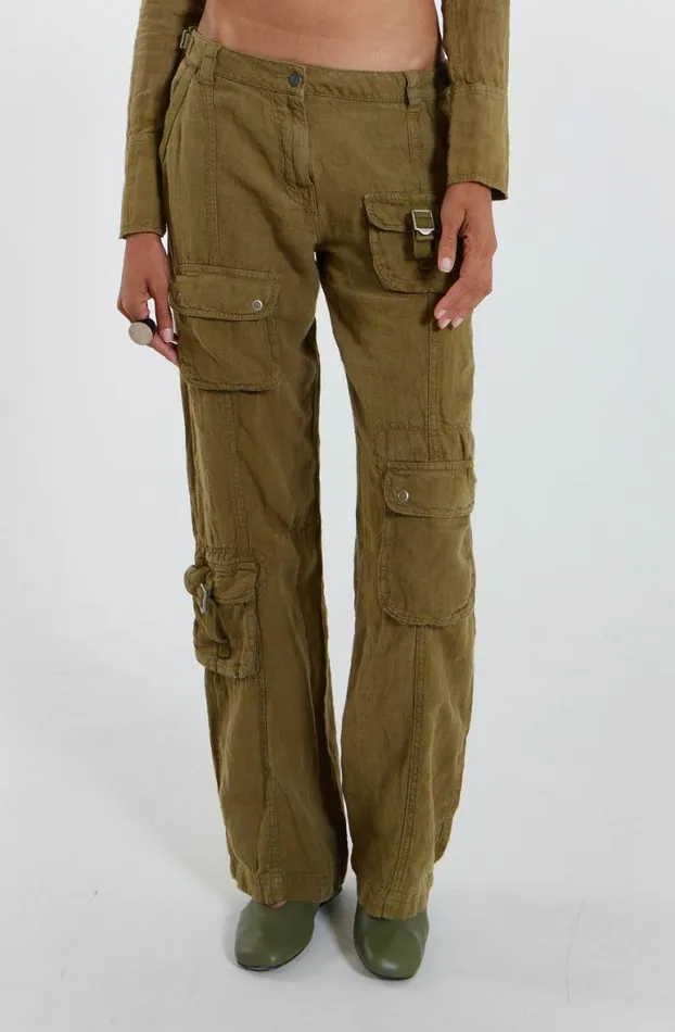 Cargo Pants Women Jaded London Devon Linen Cargo Trousers