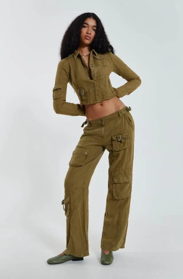 Cargo Pants Women Jaded London Devon Linen Cargo Trousers
