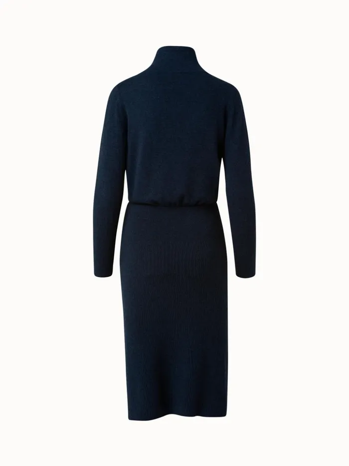 Cashmere Cowl Neck Knit Dress Deep Blue Women Akris Cashmere