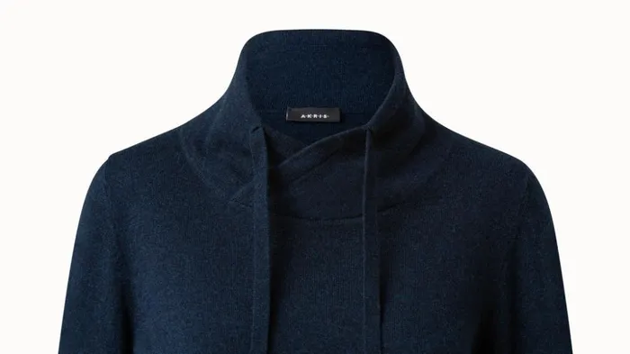 Cashmere Cowl Neck Knit Dress Deep Blue Women Akris Cashmere