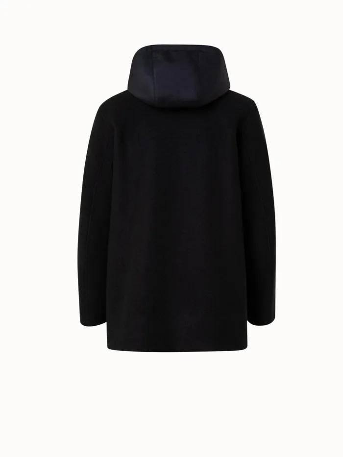 Cashmere Jersey And Silk Poplin Reversible Jacket With Detachable Hood Black Women Akris Jackets