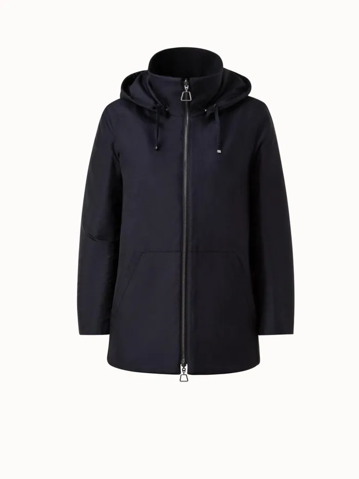 Cashmere Jersey And Silk Poplin Reversible Jacket With Detachable Hood Black Women Akris Jackets