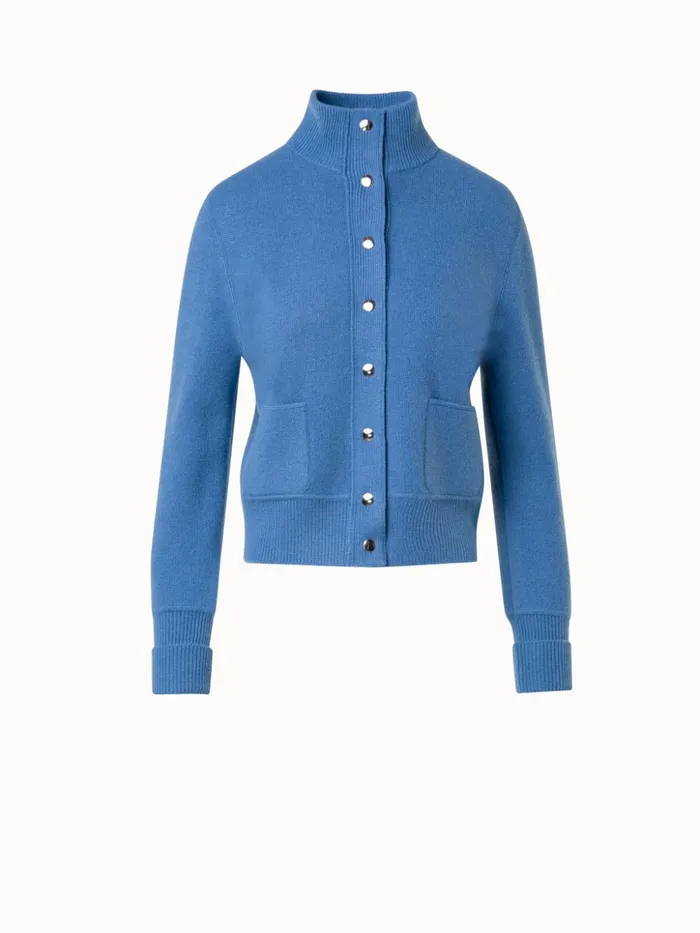 Cashmere Piqu Knit Cardigan Light Denim Women Akris Knitwear