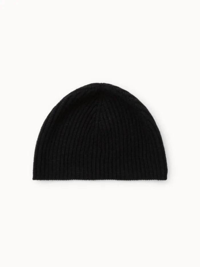Cashmere Rib Knit Beanie Charcoal Women Akris Cashmere