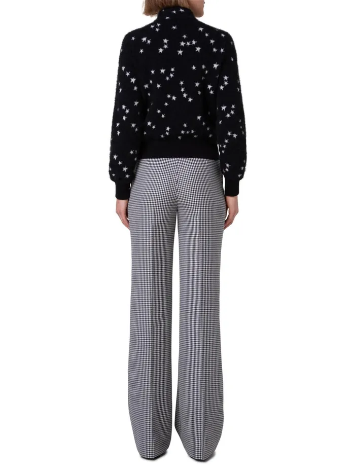 Cashmere Silk Cardigan With Star Intarsia Blackecru Women Akris Knitwear