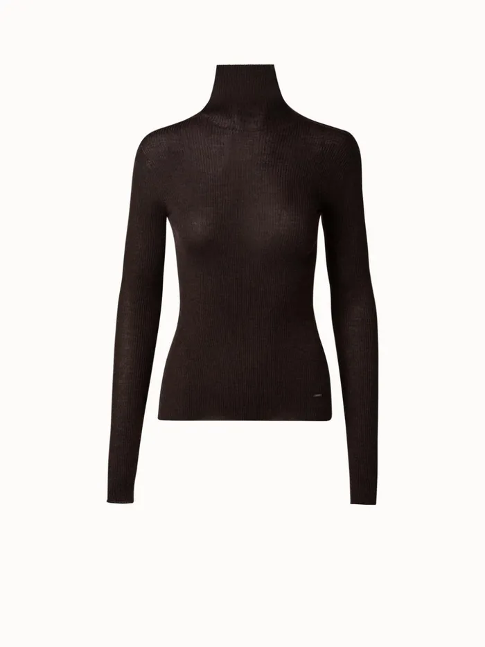 Cashmere Silk Knit Pullover Mocha Women Akris Cashmere