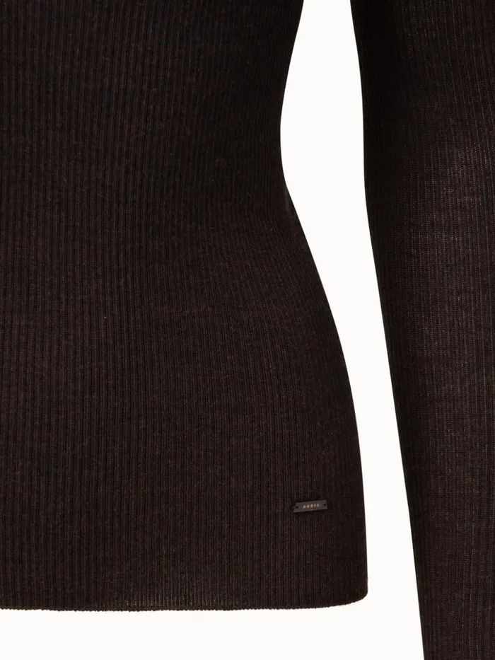 Cashmere Silk Knit Pullover Mocha Women Akris Cashmere