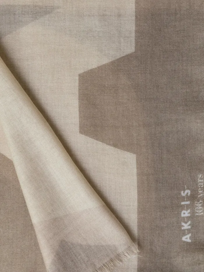 Cashmere Silk Scarf With Composed Letters Print Greigeclay Women Akris Cashmere