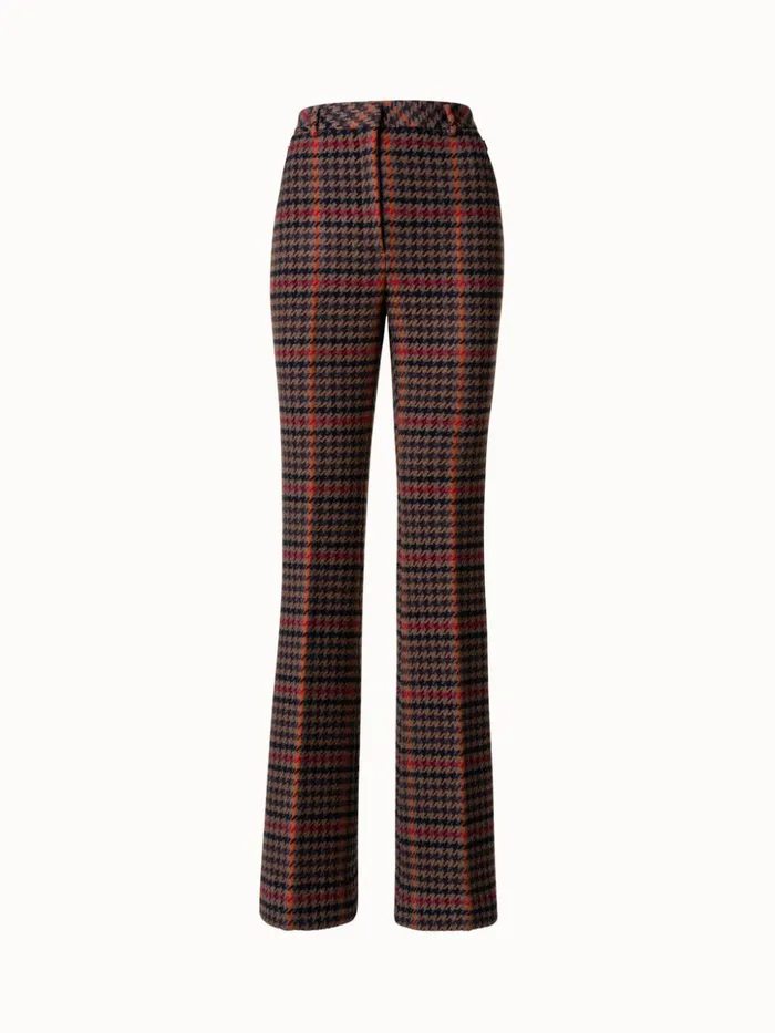 Checked Wool Bootcut Pants Vicunamulticolor Women Akris Pants