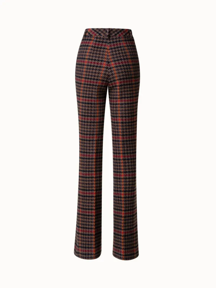 Checked Wool Bootcut Pants Vicunamulticolor Women Akris Pants