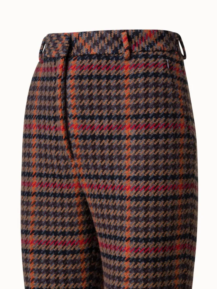 Checked Wool Bootcut Pants Vicunamulticolor Women Akris Pants