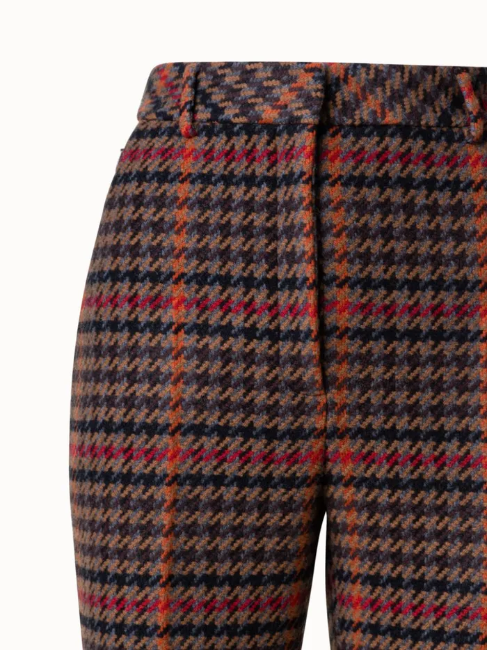 Checked Wool Bootcut Pants Vicunamulticolor Women Akris Pants