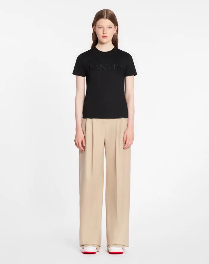 Classic Fit Lanvin Embroidered Tshirt Black Women Lanvin TShirts and Sweatshirts