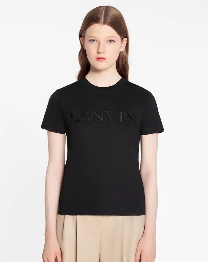 Classic Fit Lanvin Embroidered Tshirt Black Women Lanvin TShirts and Sweatshirts