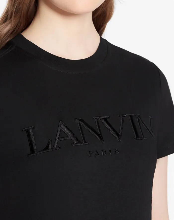 Classic Fit Lanvin Embroidered Tshirt Black Women Lanvin TShirts and Sweatshirts
