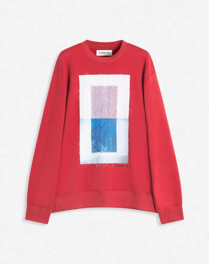 Classic Sweatshirt With An Archives Print Turkish Red Men Lanvin Knitwear and Sweatshirts Classic Sweatshirt With An Archives Print Turkish Red Men Lanvin Knitwear and Sweatshirts