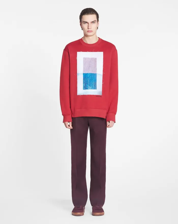 Classic Sweatshirt With An Archives Print Turkish Red Men Lanvin Knitwear and Sweatshirts