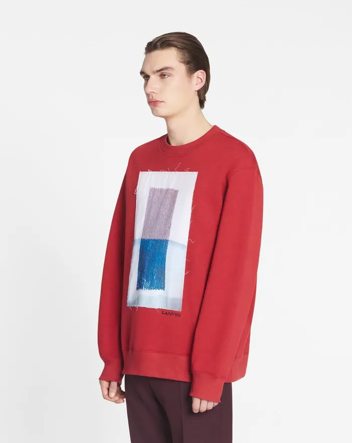 Classic Sweatshirt With An Archives Print Turkish Red Men Lanvin Knitwear and Sweatshirts