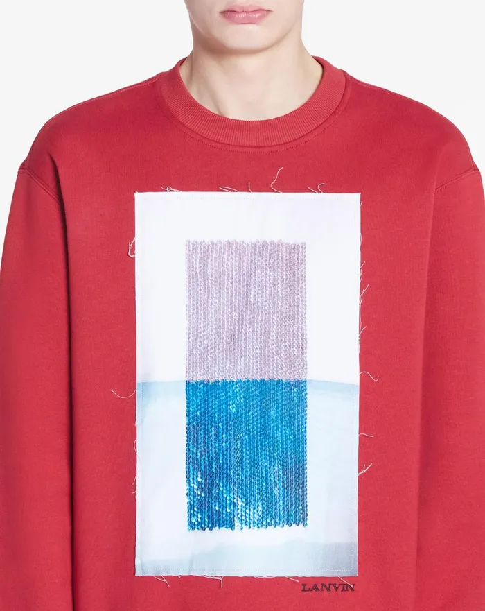 Classic Sweatshirt With An Archives Print Turkish Red Men Lanvin Knitwear and Sweatshirts