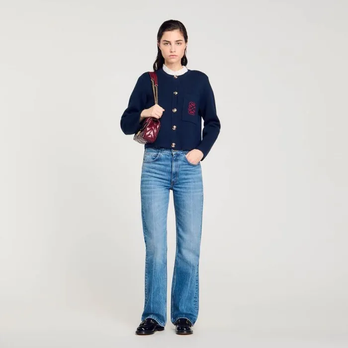 Coatigans Women SANDRO Coatigan With Detachable Collar Deep Blu