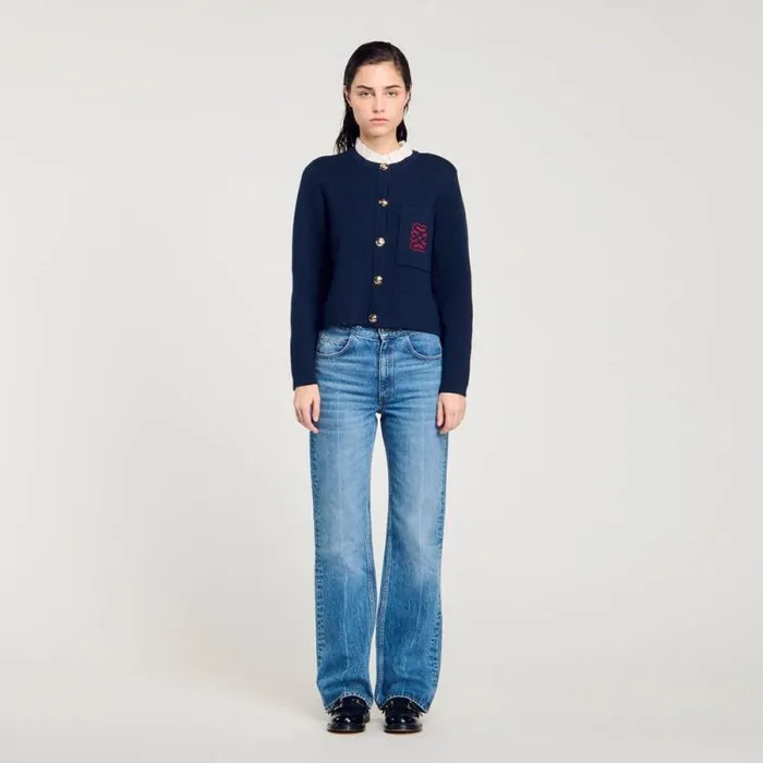 Coatigans Women SANDRO Coatigan With Detachable Collar Deep Blu