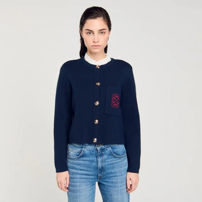 Coatigans Women SANDRO Coatigan With Detachable Collar Deep Blu