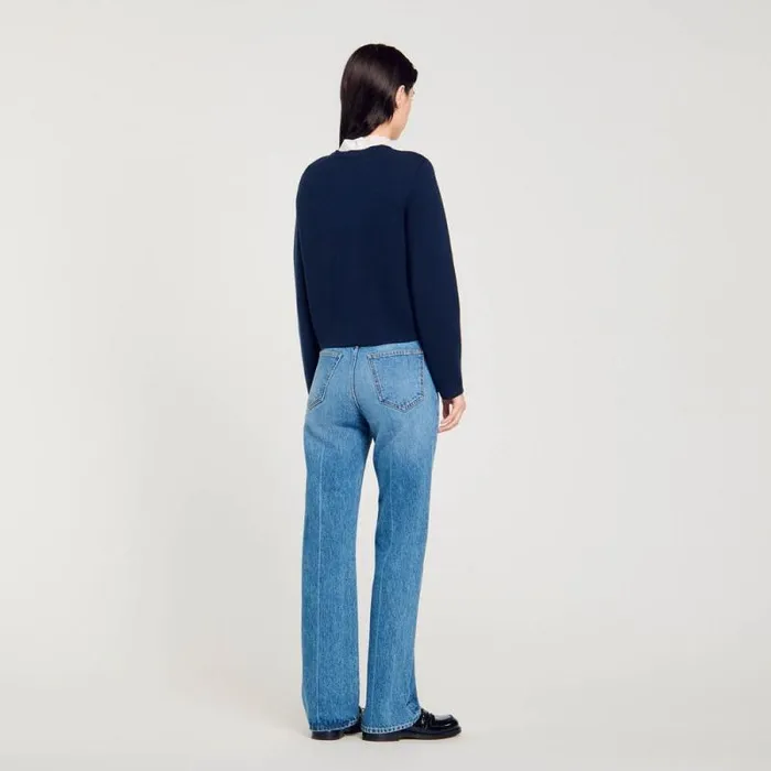 Coatigans Women SANDRO Coatigan With Detachable Collar Deep Blu