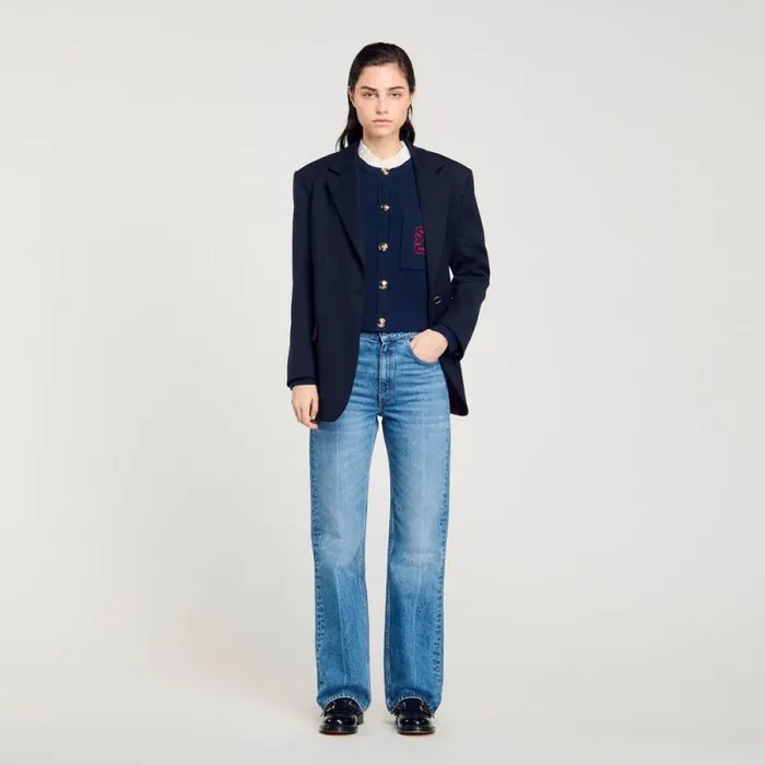 Coatigans Women SANDRO Coatigan With Detachable Collar Deep Blu