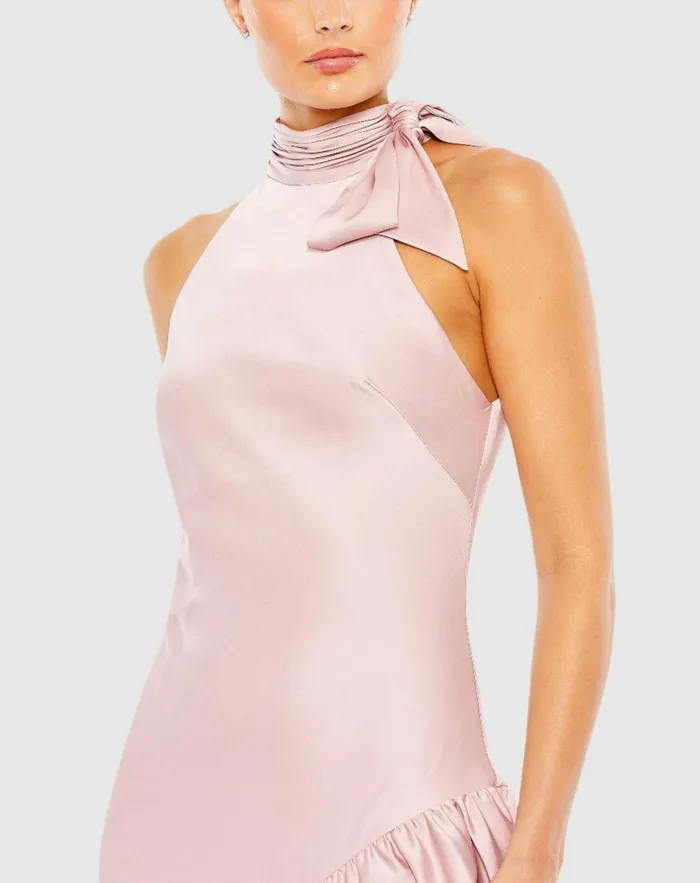 Cocktail Dresses Halter Neck Ruffled Asymmetrical Gown Rose 8211 Mac Duggal Women