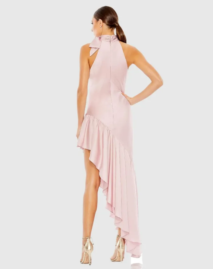 Cocktail Dresses Halter Neck Ruffled Asymmetrical Gown Rose 8211 Mac Duggal Women