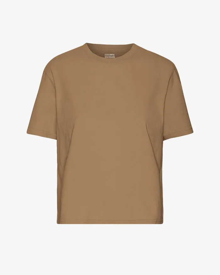 Colorfulstandard TShirts Women Organic Boxy Crop Tee 8211 Sahara Camel